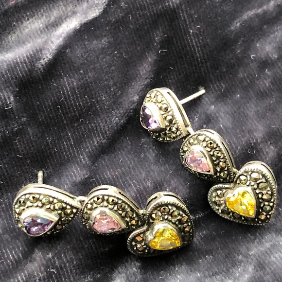 Silver marcasite earrings - Picture 3 of 8